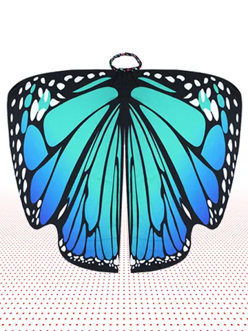 Halloween Butterfly Cape Cloak Women Kids Cosplay Costume Gradient Butterfly Wings Party Performance Outfit