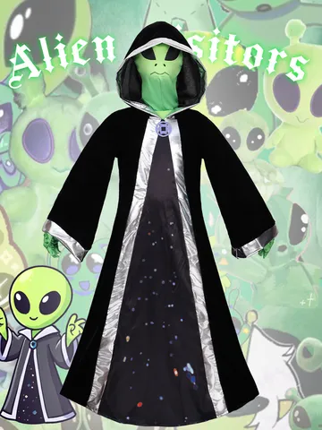 Disfraz de Cosplay de Alienígena Verde de Halloween Niños Adultos Body de Ciencia Ficción Vestido de Fiesta Ropa de Actuación
