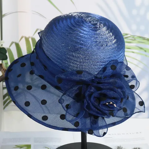 Women Summer Sun Protection Bucket Hat Organza Polka Dot Mesh Floral Breathable Casual Fisherman Cap Beach Hat