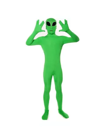 Halloween Cosplay Costume Vert Alien Bodysuit Zentai Costume Enfants Adultes Fête Scène Performance Robe