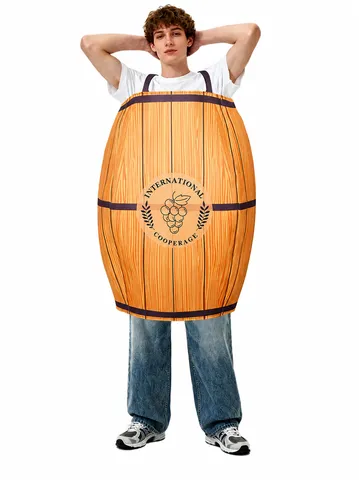 Halloween Wine Barrel Cosplay Costume Funny Brewery Carnival Fancy Dress Adult Unisex Novelty Outfit Party Apparel