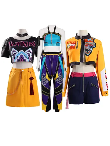 Women K Pop Demon Hunter Cosplay Costume Mira Stage Performance Outfit Set Short Sleeve Top And Skirt With Accessories