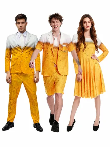 Men's Beer Costume Carnival Halloween Party Cosplay Outfit Dress And Suit Set