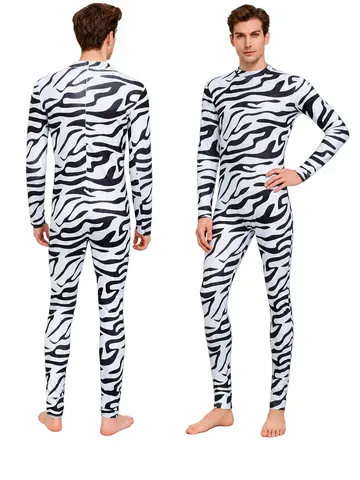 Unisex Zebra Print Full Body Bodysuit 3D Digital Print Tight Cosplay Costume Polyester Party Jumpsuit