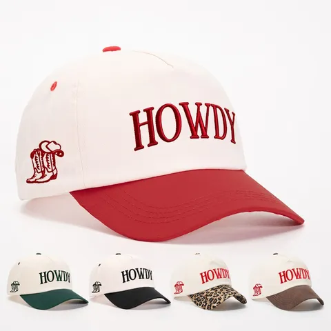 Gorra de Béisbol Unisex de Poliéster Bloque de Color Moda Western Vintage Letra Bordada Visera Curva Ajustable Sombrero