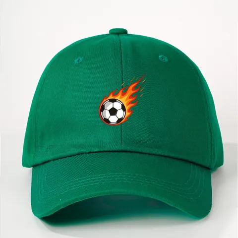 Cappello da Baseball Sportivo in Poliestere Con Stampa Calcio di Fuoco Regolabile Protezione Solare Outdoor per Uomo Donna Quotidiano