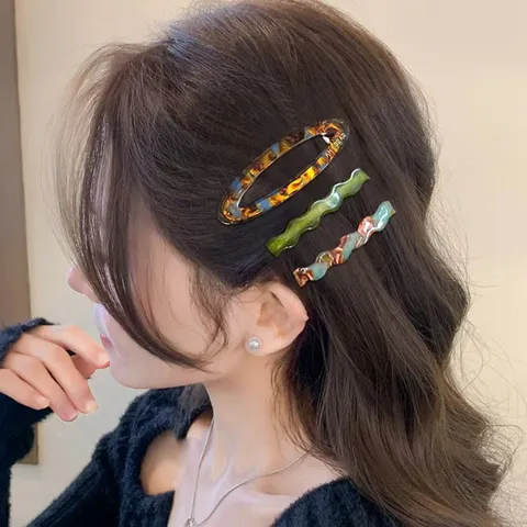 Acetate Hair Clip Three Piece Set Oval Wave Side Hairpins Fashion Elegant Hair Styling Accessories For Women