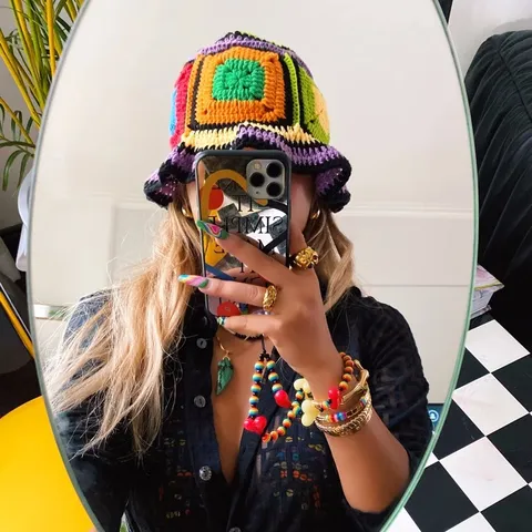 Femmes Fait Main Tricoté Coloré Laine Chapeau de Pêcheur Vintage Crochet Bucket Hat Printemps Été Casual Chapeau de Soleil