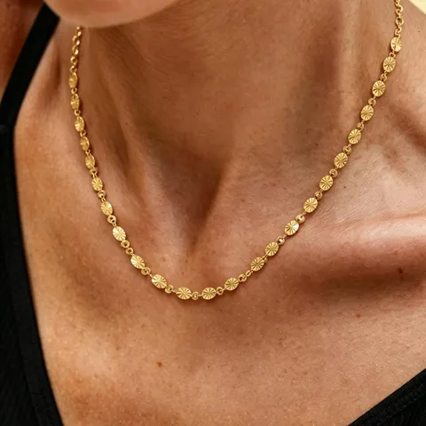 Dames Goud Verguld Titaniumstaal Geometrische Schijf Hanger Halsketting Minimalistisch Roestvrij Staal Gegraveerde Ronde Sterrenketting Sieraden Cadeau