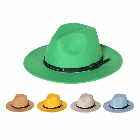 Klassieke Platte Rand Fedora Hoed Vintage Britse Stijl Vilt Jazz Pet Winter Warm Zonbescherming Effen Kleur Unisex Mode Hoed