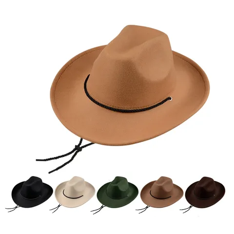 Chapeau Fedora pour Femmes Style Britannique Vintage Mélange de Coton Chapeau de Cowboy Large Bord Casquette de Jazz Avec Lanière Mode Automne