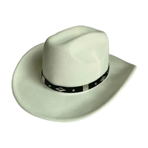 Unisex Vintage Felt Western Cowboy Hat British Fedora Hat With Chain Metal Decor For Men Women Party Outdoor