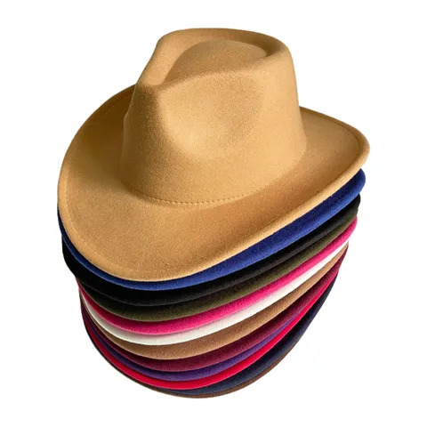 British Vintage Wool Fedora Hat Western Cowboy Hat Cotton Sun Protection Casual Hat For Men Women Autumn Winter
