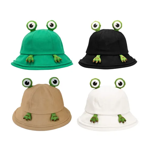 Cute Frog Bucket Hat For Women Summer Sun Protection Cotton Fisherman Hat Cute Cartoon Animal Outdoor Cap