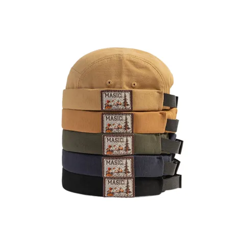 Unisex Vintage Cotton Docker Hat Retro Roll Brim Sailor Cap Casual Solid Color Outdoor Sun Protection Hat