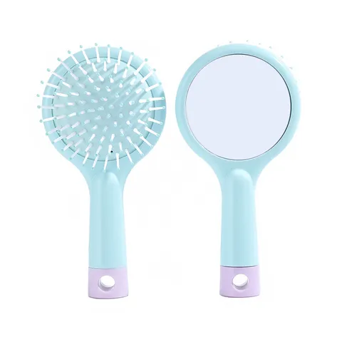 Sublimation Blank Plastic Massage Hair Brush With Makeup Mirror DIY Heat Transfer Printing Round Airbag Cushion Comb