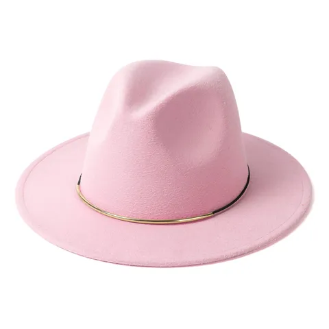 Chapeau Fedora Style Britannique Vintage en Mélange de Coton Polyester Bord Plat Avec Anneau Métallique Unisex Uni Casual Chapeau de Feutre