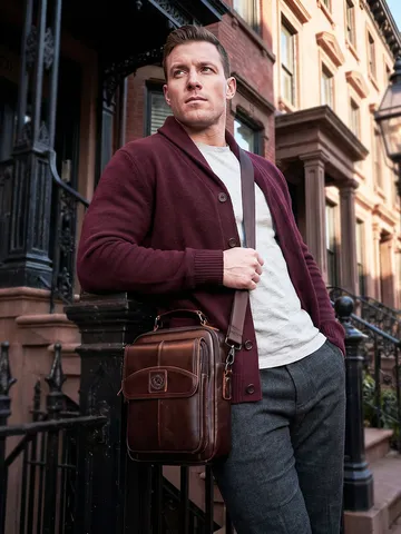 Ανδρική Δερμάτινη Τσάντα Crossbody Business Casual Τσάντα Ώμου Μεγάλης Χωρητικότητας Top Grain Leather Messenger Τσάντα