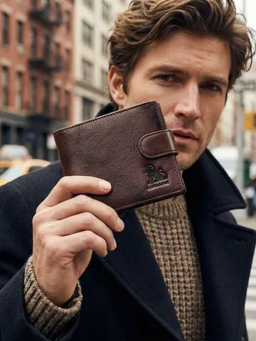 Cartera Corta Vintage de Cuero Auténtico para Hombre Bloqueo RFID Negocios Bifold Múltiples Tarjetero Monedero