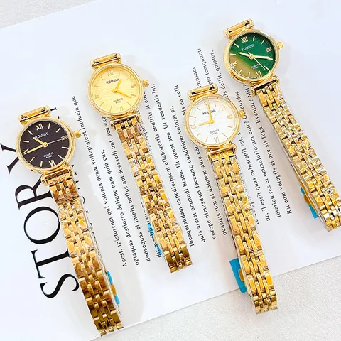 Reloj de Cuarzo para Mujer Minimalista de Acero Inoxidable Aleación Moda Esfera Redonda Números Romanos Resistente al Agua Reloj de Pulsera con Correa de Acero Regalo