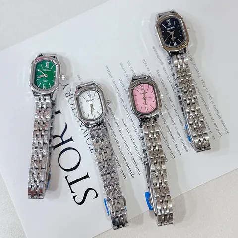 Women Quartz Watch Fashion Gold Rectangular Small Dial Stainless Steel Band Alloy Case Analog Pointer Wristwatch Ladies Gift