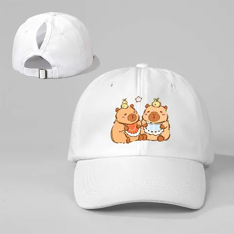 Polyester Pferdeschwanz Baseballkappe Verstellbar Cartoon Capybara Digital Bedruckt Outdoor Sonnenschutz Hut Für Damen Herren