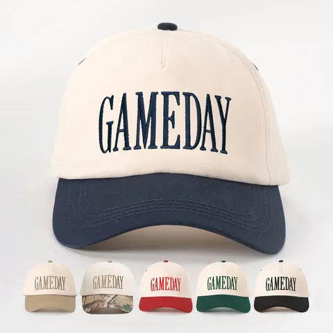 Gameday Embroidered Baseball Cap Colorblock Polyester Sun Protection Outdoor Sports Adjustable Snapback Hat For Men Women