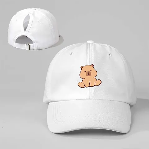 Polyester Verstellbar Pferdeschwanz Baseballkappe Bedruckt Cartoon Capybara Gebogene Krempe Hut Outdoor Sonnenhut Für Unisex Erwachsene Lässig