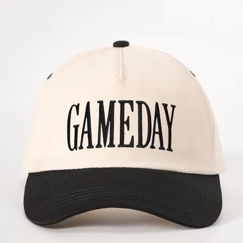 Gameday Embroidered Baseball Cap Colorblock Polyester Sun Protection Outdoor Sports Adjustable Snapback Hat For Men Women