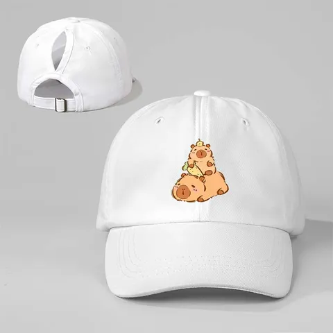 Unisex Polyester Cartoon Capybara Bedruckt Pferdeschwanz Baseballkappe Outdoor Verstellbar Sonnenschutz Gebogene Krempe Hut