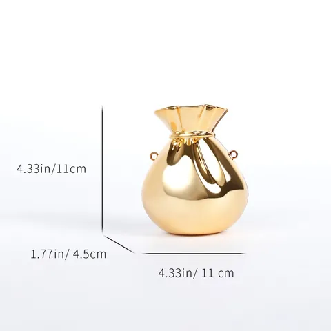 Metallic Acrylic Evening Bag Money Bag Shape Shiny Clutch Purse With Chain Gold And Silver Party Banquet Handbag