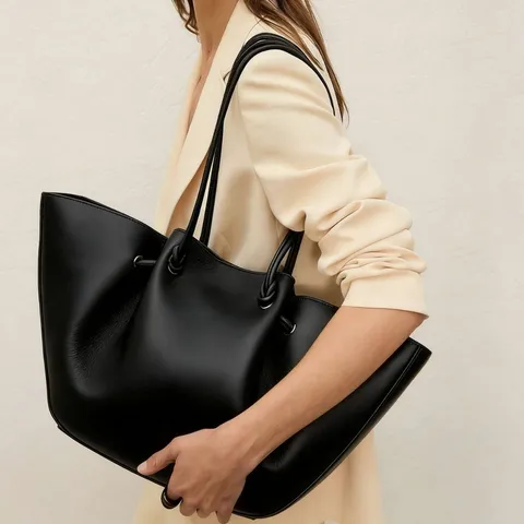 Women's Large Capacity Tote Bag PU Leather Casual Commuter Handbag Cloud Pleated Work Shoulder Bag