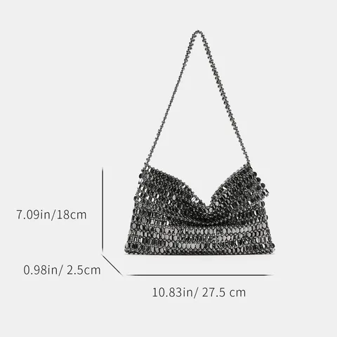 Handmade Beaded Hollow Evening Bag Acrylic Metallic Texture Small Square Bag Women Banquet Party Wedding Handbag