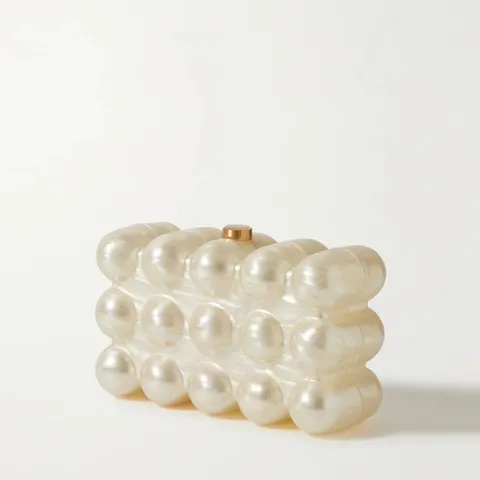 Wavy Pearlescent Acrylic Evening Bag For Women Fashion Hard Shell Crossbody Purse Elegant Clutch Bag Wedding Party