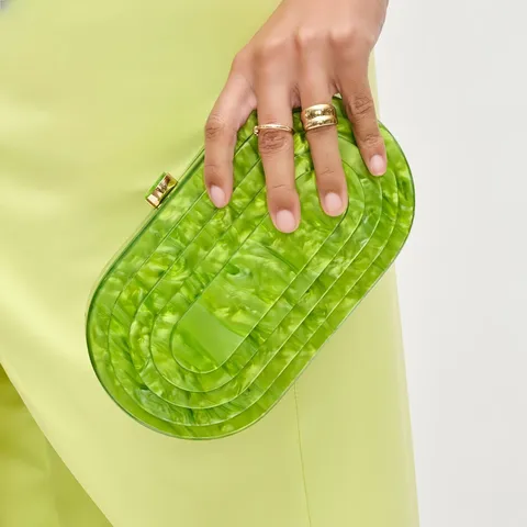 Fashion Acrylic Evening Bag Women Marble Pattern Clutch Purse Elegant Hard Shell Party Wedding Handbag With Chain