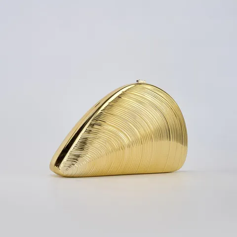 Womens Fashion Creative Shell Shaped Acrylic Evening Bag Luxury Metallic Hard Shell Clutch Purse With Chain Strap