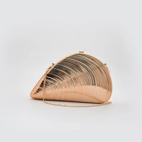 Womens Fashion Creative Shell Shaped Acrylic Evening Bag Luxury Metallic Hard Shell Clutch Purse With Chain Strap