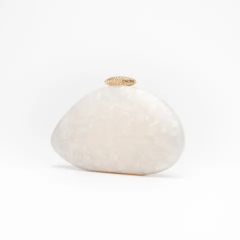 Fashion Women Acrylic Evening Bag Elegant Shell Shaped Marble Pattern Clutch Purse With Metal Lock For Wedding Party Banquet