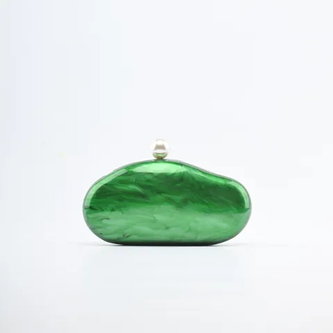 Women Acrylic Evening Bag Marble Pattern Clutch Purse With Pearl Clasp And Chain Designer Handbag For Party