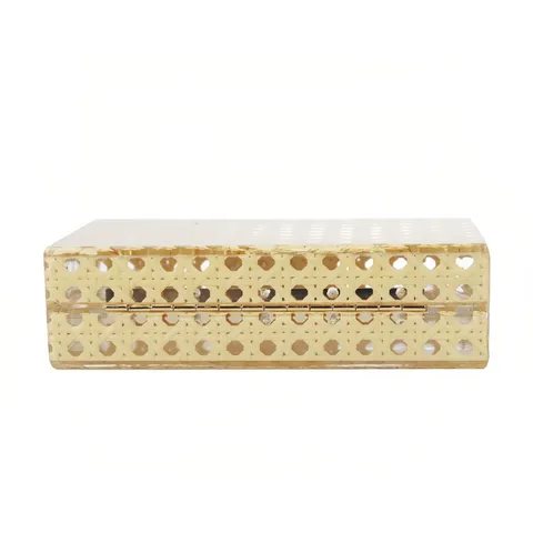 Women Acrylic Rattan Evening Bag Woven Hard Shell Clutch Purse Elegant Wedding Party Handbag Crossbody Bag