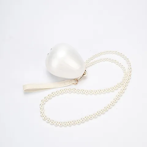 Women Acrylic Evening Bag Pearl Chain Clutch Handbag Elegant Ball Design Party Wedding Purse Fashion Shoulder Bag