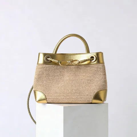 Women Straw Woven Crossbody Bag Summer Beach Casual Top Handle Handbag Color Block Woven Purse Fashion Travel Tote Bag