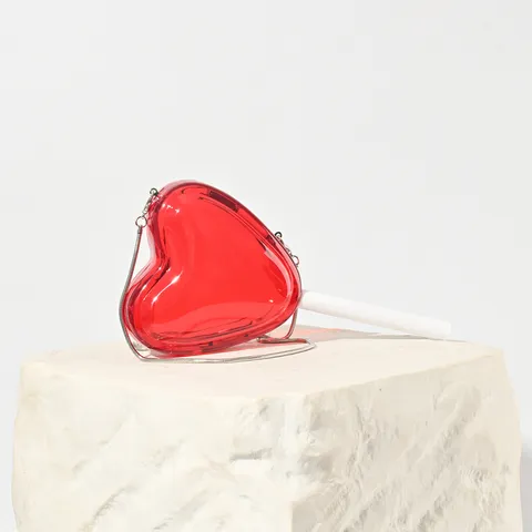 Fashionable Acrylic Mirror Evening Bag Women Luxury Heart Shaped Crossbody Bag Cute Lollipop Chain Shoulder Bag