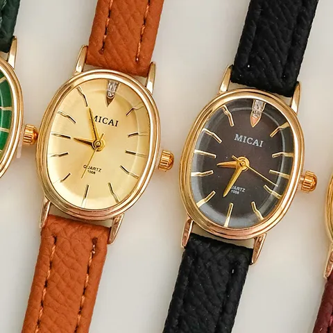 Vintage Oval Dial Quartz Watch For Women Minimalist Slim Leather Strap Alloy Analog Wristwatch Elegance Ladies Decorative Wrist Watch