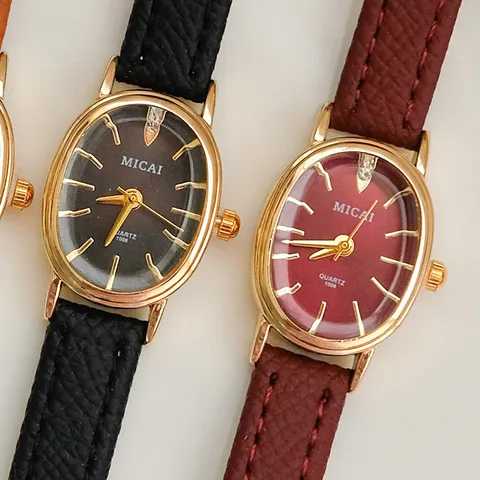 Vintage Oval Dial Quartz Watch For Women Minimalist Slim Leather Strap Alloy Analog Wristwatch Elegance Ladies Decorative Wrist Watch