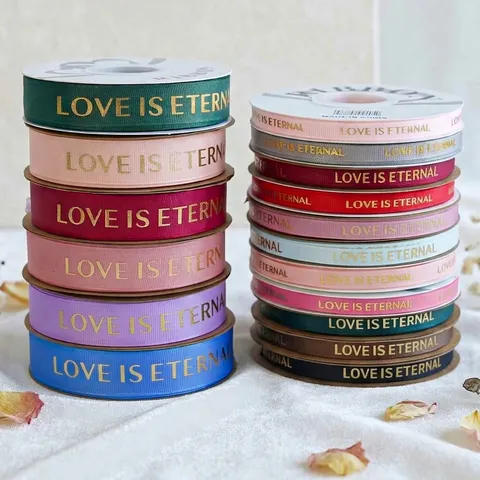 Nastro In Grosgrain Stampa Dorata Love Is Eternal Per Confezioni Regalo Imballaggio Floreale Fai Da Te Decorazione