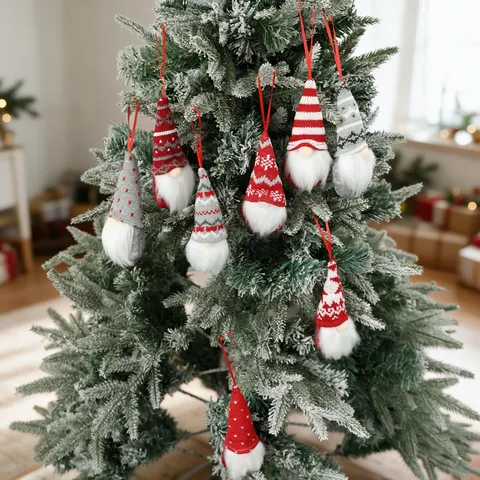 Christmas Gnome Ornaments Knitted Faceless Doll Hanging Decorations Long Beard Nordic Style Tree Pendants Festive Home Decor