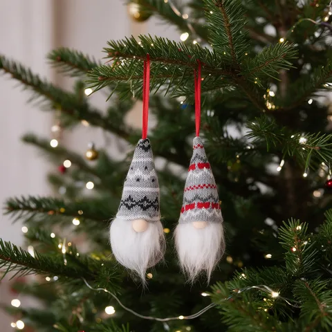 Christmas Gnome Ornaments Knitted Faceless Doll Hanging Decorations Long Beard Nordic Style Tree Pendants Festive Home Decor