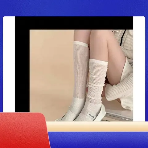 Women Slouch Socks Japanese Style Ribbed Mesh Thin Sheer Solid Color Calf High Socks Sweet Academy JK Daily Fashion