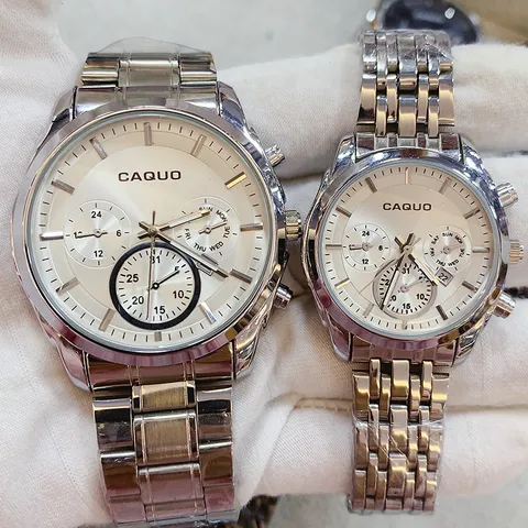 Fashion Stainless Steel Quartz Watch For Couples Business Large Dial Chronograph Wristwatch Alloy Case Calendar Analog Pointer Clock